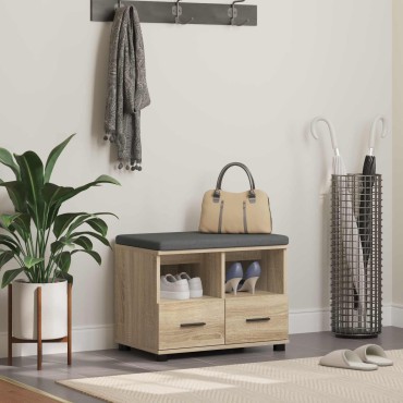 vidaXL Παγκάκι Χαλωρίου με μαξιλάρι Δρύς Sonoma 60x38x46 εκ 1 τεμ.