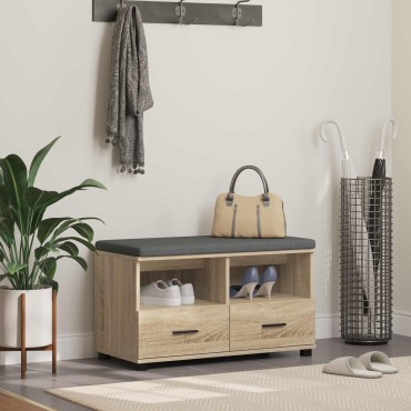 vidaXL Παγκάκι Χαλωρίου με μαξιλάρι Δρύς Sonoma 80x38x46 εκ 1 τεμ.