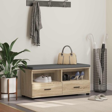 vidaXL Παγκάκι Χαλωρίου με μαξιλάρι Δρύς Sonoma 100x38x46 εκ 1 τεμ.