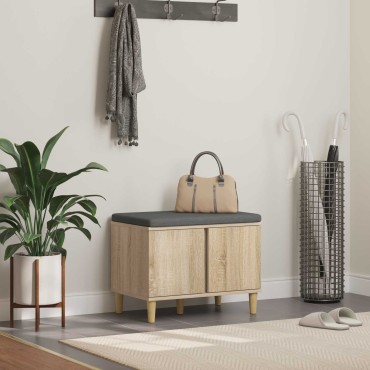 vidaXL Παγκάκι Χαλωρίου με μαξιλάρι Δρύς Sonoma 60x38x46 εκ 1 τεμ.
