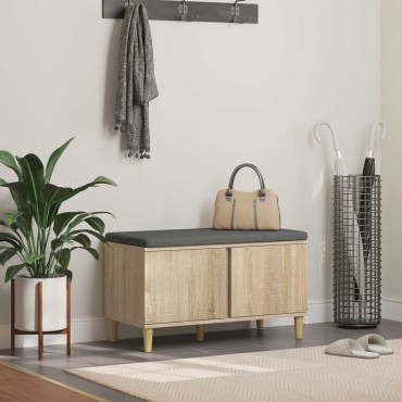 vidaXL Παγκάκι Χαλωρίου με μαξιλάρι Δρύς Sonoma 80x38x46 εκ 1 τεμ.