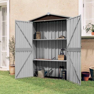 vidaXL Αποθήκη Κήπου Καφέ 116x45x175 εκ. από Γαλβανισμένο Ατσάλι