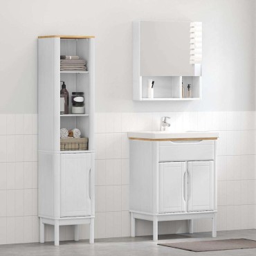 vidaXL Σετ Επίπλων Μπάνιου FLORO 2 τεμ. Λευκό 35x30x160 εκ