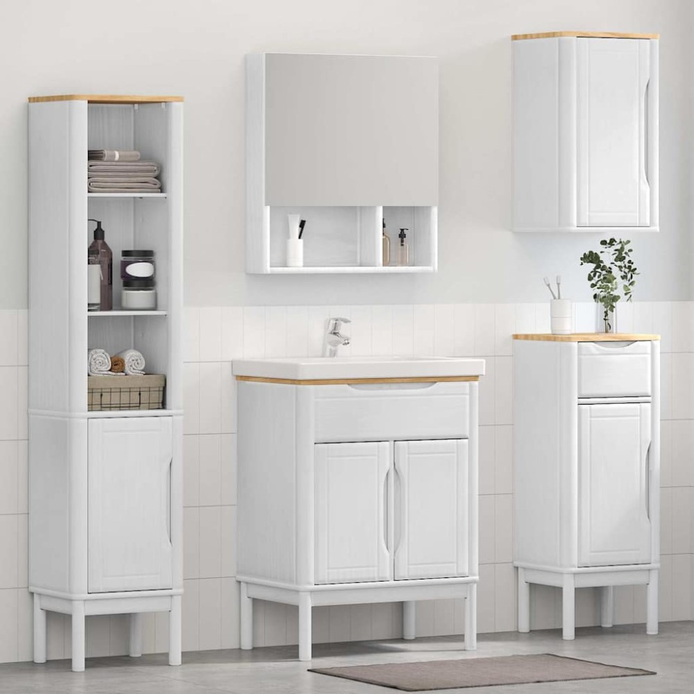 vidaXL Σετ Επίπλων Μπάνιου FLORO 4 τεμ. Λευκό 35x30x160 εκ