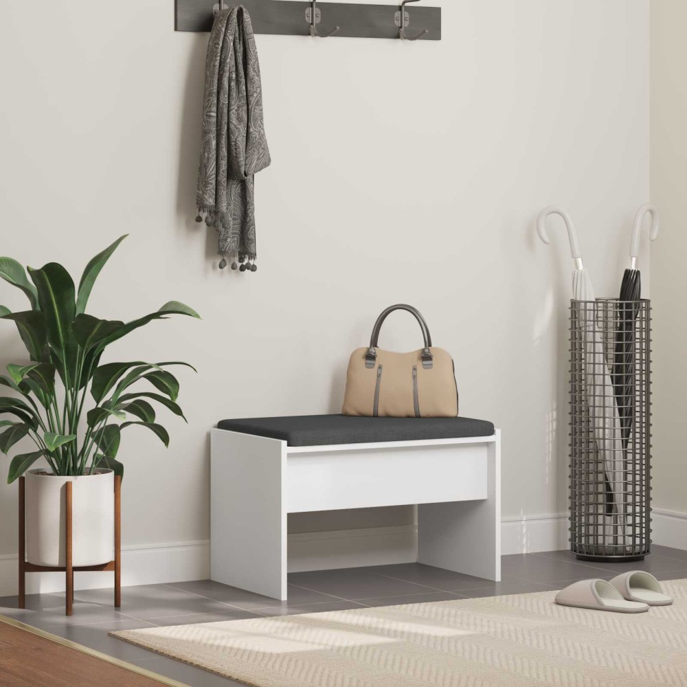 vidaXL Παγκάκι Χαλωρίου με μαξιλάρι Λευκό 63x38x40 εκ 1 τεμ.
