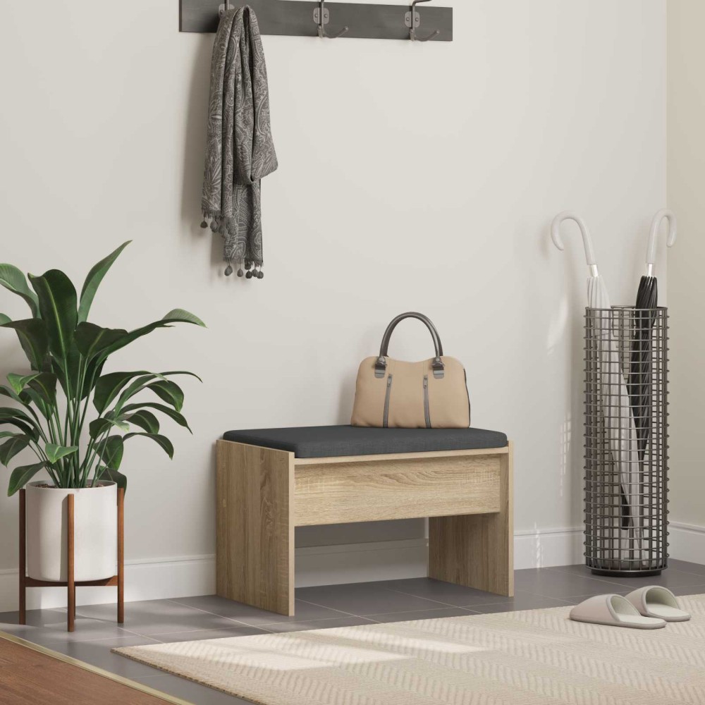 vidaXL Παγκάκι Χαλωρίου με μαξιλάρι Δρύς Sonoma 63x38x40 εκ 1 τεμ.