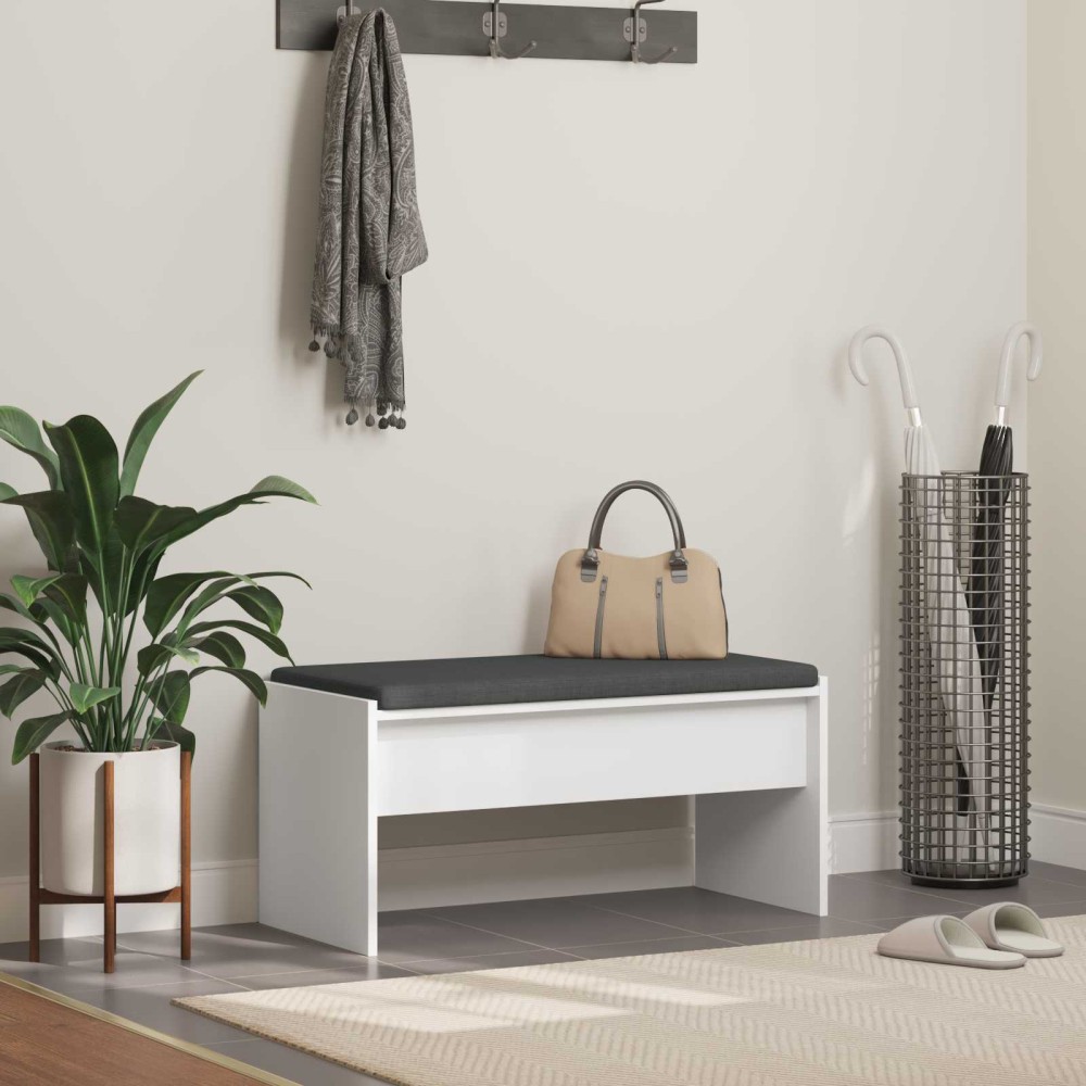 vidaXL Παγκάκι Χαλωρίου με μαξιλάρι Λευκό 83x38x40 εκ 1 τεμ.