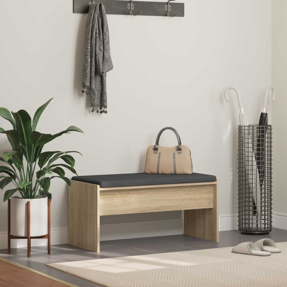 vidaXL Παγκάκι Χαλωρίου με μαξιλάρι Δρύς Sonoma 83x38x40 εκ 1 τεμ.
