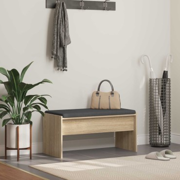vidaXL Παγκάκι Χαλωρίου με μαξιλάρι Δρύς Sonoma 83x38x40 εκ 1 τεμ.