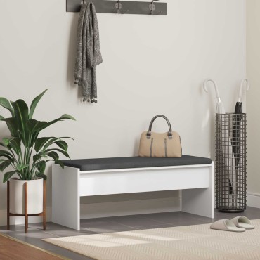 vidaXL Παγκάκι Χαλωρίου με μαξιλάρι Λευκό 103x38x40 εκ 1 τεμ.