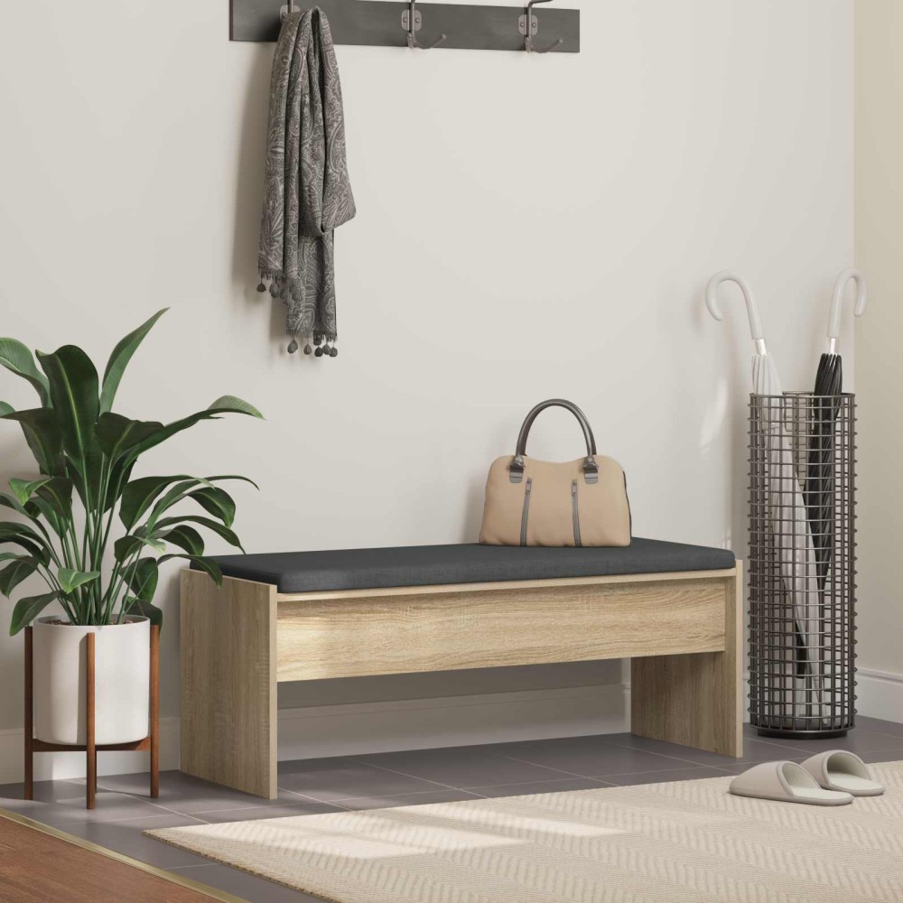 vidaXL Παγκάκι Χαλωρίου με μαξιλάρι Δρύς Sonoma 103x38x40 εκ 1 τεμ.