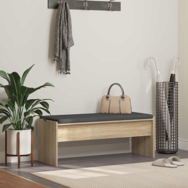vidaXL Παγκάκι Χαλωρίου με μαξιλάρι Δρύς Sonoma 103x38x40 εκ 1 τεμ.