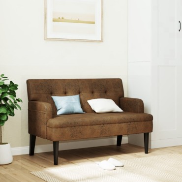 vidaXL Παγκάκι με Πλάτη Καφέ 112x65,5x75cm από Συνθετικό Καστόρι
