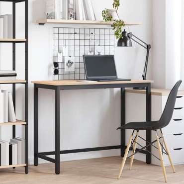 vidaXL τραπέζι Φυσικό 100x50x77cm Μηχανισμένο ξύλο και ατσάλι 1 τεμ.