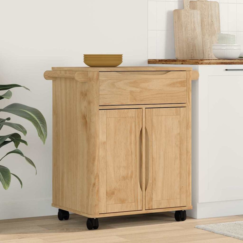 vidaXL Καρότσι Κουζίνας FLORO Κερωτό καφέ 72,5x45x80 εκ 1 τεμ.
