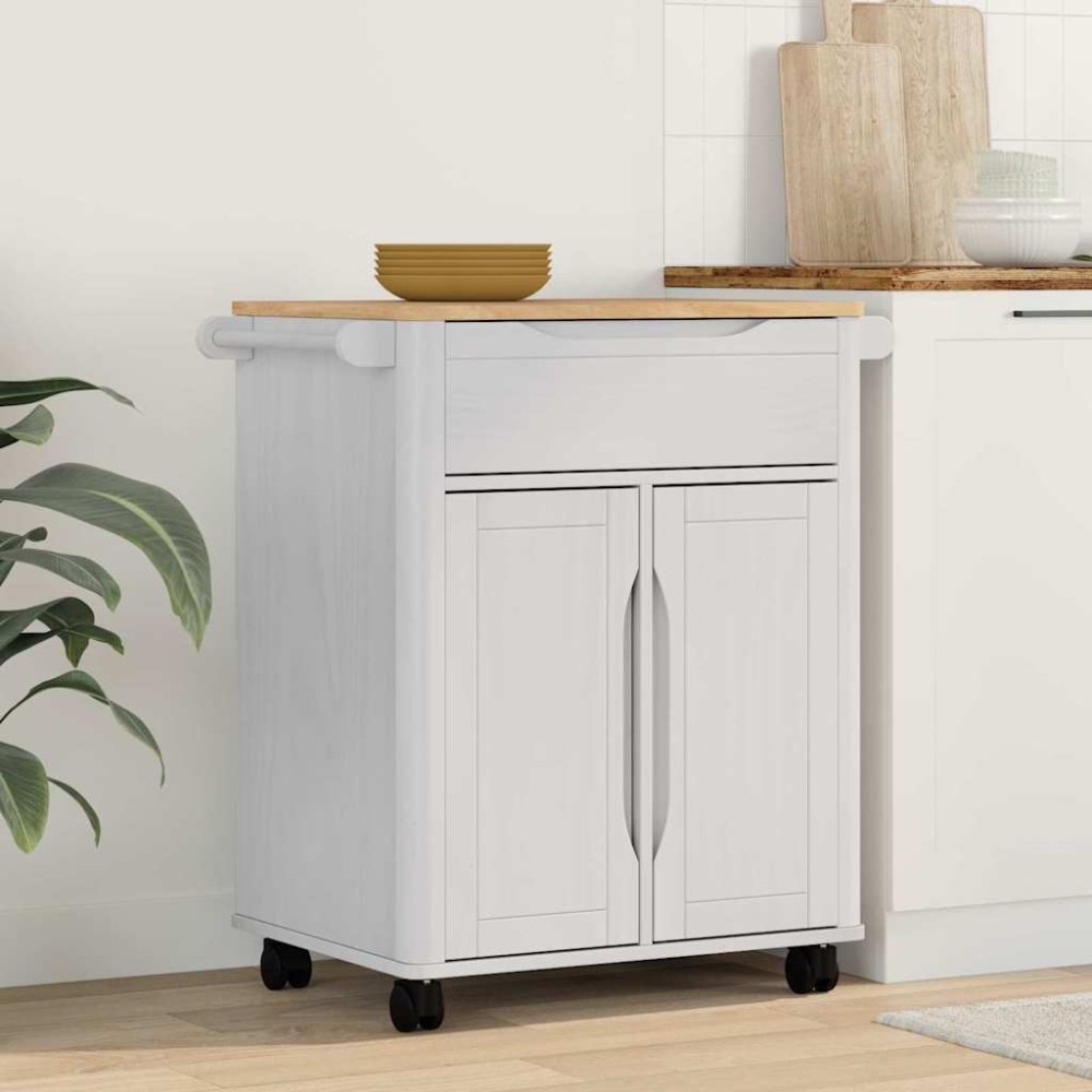 vidaXL Καρότσι Κουζίνας FLORO Λευκό 72,5x45x80 εκ 1 τεμ.
