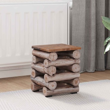 vidaXL Σκαμνί Φυσικό 30x30x38cm Στερεό Ξύλο Τίκ