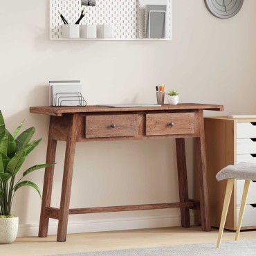 vidaXL Γραφείο με συρτάρι Καφέ 110x30x79cm Στερεό ξύλο Μαόνι
