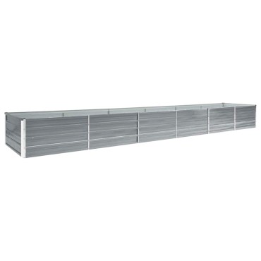 vidaXL Ζαρντινιέρα Υπερυψωμένη Γκρι 480x80x45 εκ. Γαλβαν. Χάλυβας