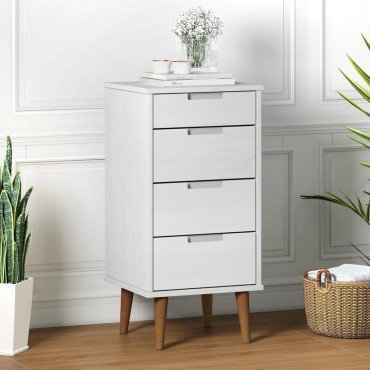 vidaXL Συρταριέρα MOLDE Λευκή 40x35x82cm από Μασίφ Ξύλο Πεύκου 1 τεμ.