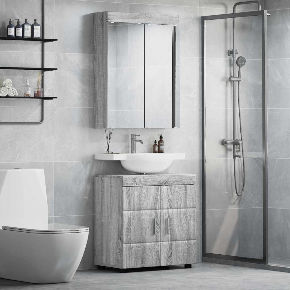 vidaXL Σετ Επίπλων Μπάνιου TULUM 2 τεμ. Γκρίζο Σονομα 60x34x63 εκ