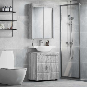 vidaXL Σετ Επίπλων Μπάνιου TULUM 2 τεμ. Γκρίζο Σονομα 60x34x63 εκ