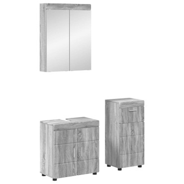vidaXL Σετ Επίπλων Μπάνιου TULUM 3 τεμ. Γκρίζο Σονομα 60x34x63 εκ