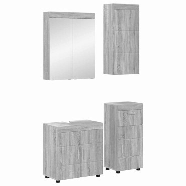 vidaXL Σετ Επίπλων Μπάνιου TULUM 4 τεμ. Γκρίζο Σονομα 60x34x63 εκ