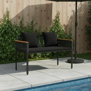 vidaXL Εξωτερικός πάγκος Μαύρο 117x54x74.5cm συνθετικό ρατάν
