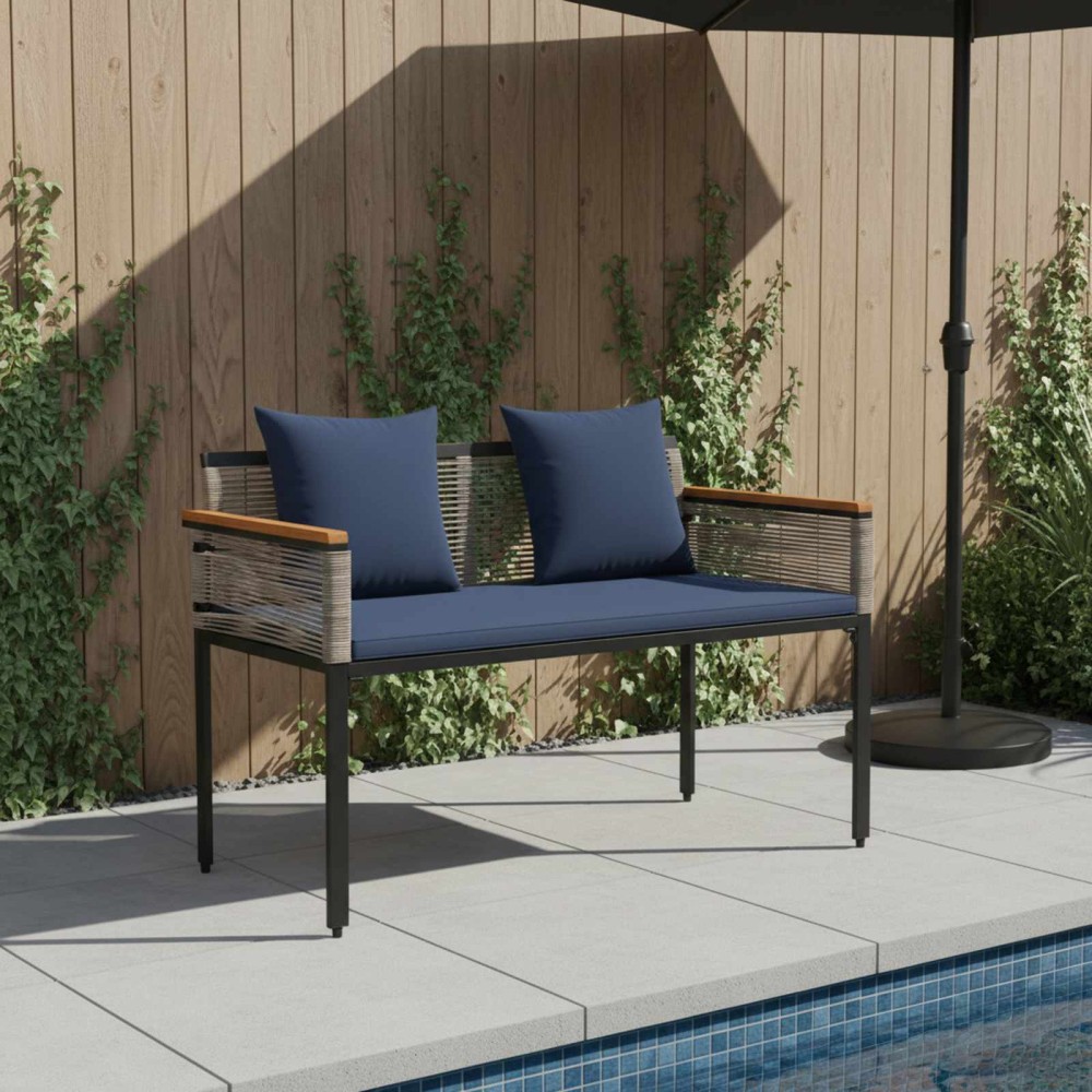 vidaXL Εξωτερικός πάγκος Γκρι και Navy Blue 117x54x74.5 εκ