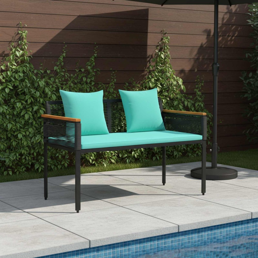 vidaXL Εξωτερικός πάγκος Μαύρο και Τυρκουάζ 117x54x74.5 εκ