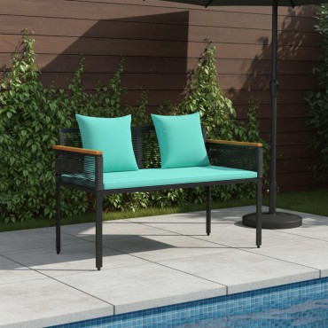 vidaXL Εξωτερικός πάγκος Μαύρο και Τυρκουάζ 117x54x74.5 εκ