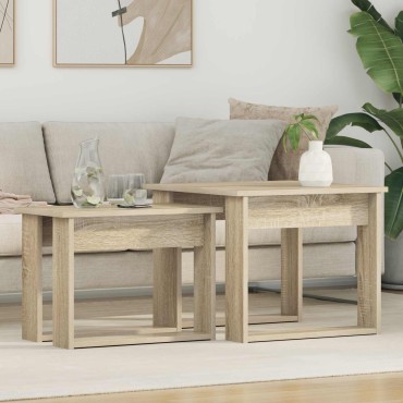 vidaXL Σετ Τραπεζιού Για Καφέ 2 τεμ. Δρύς Sonoma 50x52x42 εκ