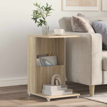 vidaXL Τραπεζάκι Πλευράς με τροχούς Δρύς Sonoma 40x35x60cm 1 τεμ.