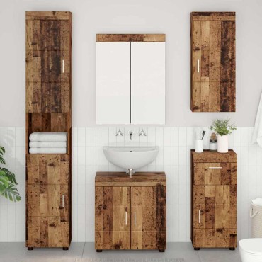 vidaXL Ντουλάπα τοίχου μπάνιου TULUM Παλιό ξύλο 37x24,5x86 εκ 1 τεμ.