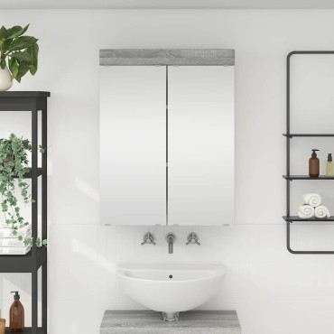vidaXL Καθρέφτης Ντουλάπα Μπάνιου TULUM Γκρίζο Σονομα 60x16,5x78cm 1 τεμ.