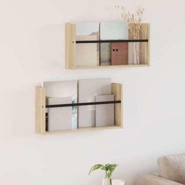 vidaXL Ράφι Περιοδικών με ράφι 2 τεμ. Δρύς Sonoma 60x12x30 εκ