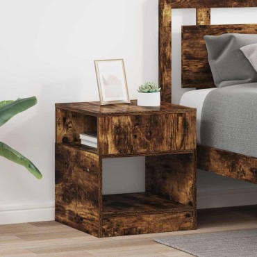 vidaXL End Table 2 τεμ. Καπνισμένο Ξύλο Δρυός 40,5x40x45 εκ