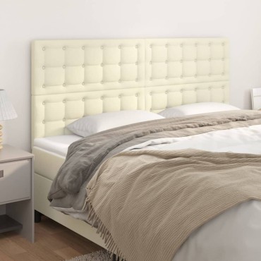 vidaXL Κεφαλάρι Κρεμ 200x5x118/128cm από Συνθετικό Δέρμα 1 τεμ.