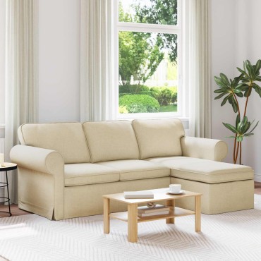 vidaXL Καναπές Κρεμ 215x138x80cm ύφασμα
