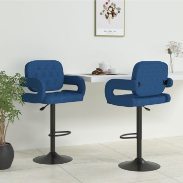 vidaXL Σκαμπό Μπαρ 2 τεμ. Μπλε Υφασμάτινα 58x50x(93-115)cm