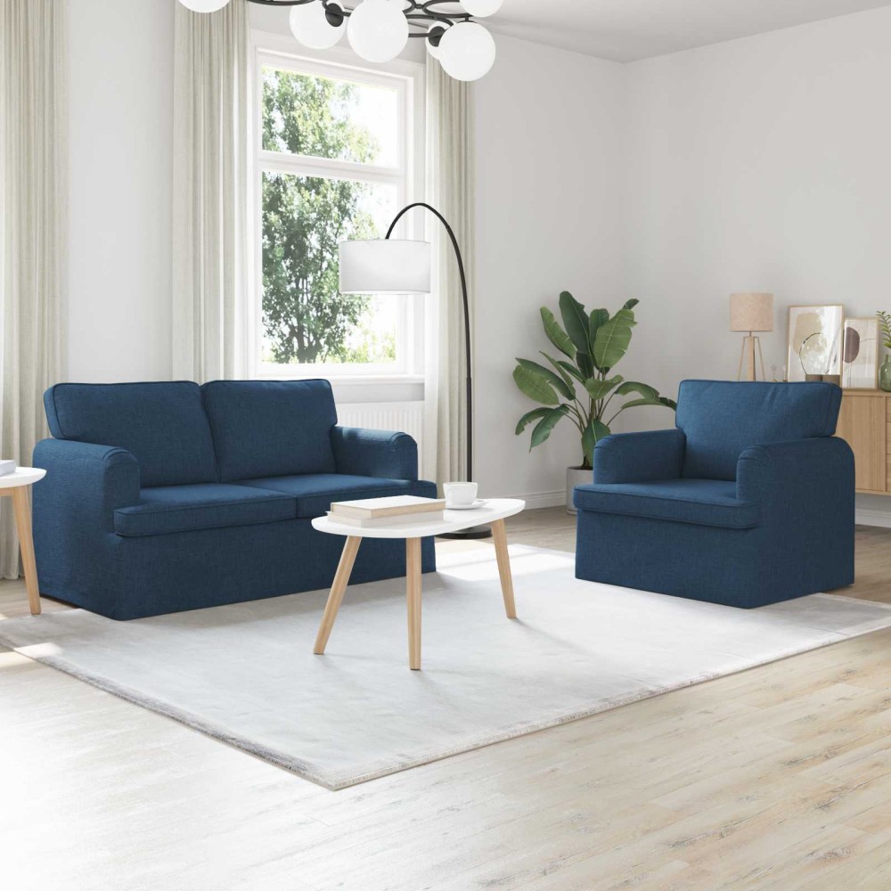vidaXL Σετ Καναπέ 2 τεμ. Μπλε ύφασμα 144x80x85cm  Διθέσιος
