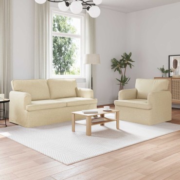 vidaXL Σετ Καναπέ 2 τεμ. Κρεμ ύφασμα 162x80x85cm  Διθέσιος