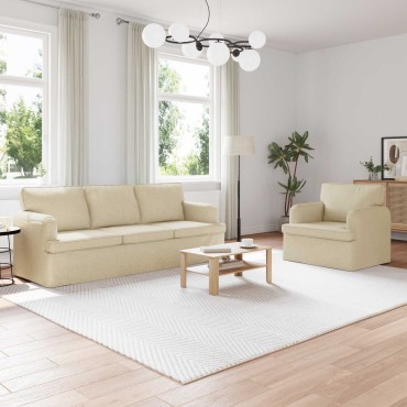 vidaXL Σετ Καναπέ 2 τεμ. Κρεμ ύφασμα 201x80x85cm  Διθέσιος