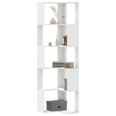 vidaXL Βιβλιοθήκη Γωνιακή 5 Επ. Λευκή 50x50x179cm Επεξ. Ξύλο 1 τεμ.
