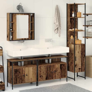 vidaXL Σετ Επίπλων Μπάνιου 4 τεμ. Παλιό Ξύλο 33x33x185,5 εκ