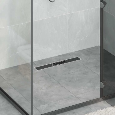 vidaXL Εκροή ντους με γυάλινη επικάλυψη Μαύρο 50 cm