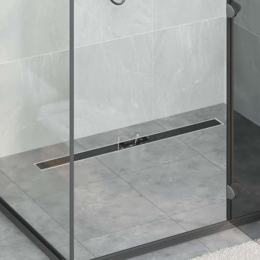 vidaXL Εκροή ντους με γυάλινη επικάλυψη Μαύρο 100 cm