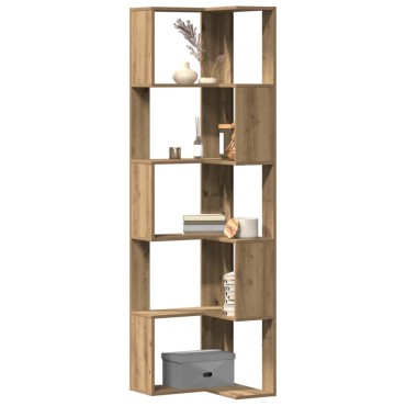 vidaXL Βιβλιοθήκη Γωνιακή 5 Επ. Αρτισιανή Δρυς 50x50x179cm Επεξ. Ξύλο 1 τεμ.