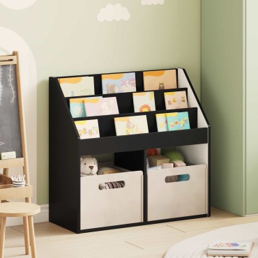 vidaXL Βιβλιοθήκη Παιδιών Μαύρο 72,5x29,5x69cm Επεξεργασμένο Ξύλο 1 τεμ.